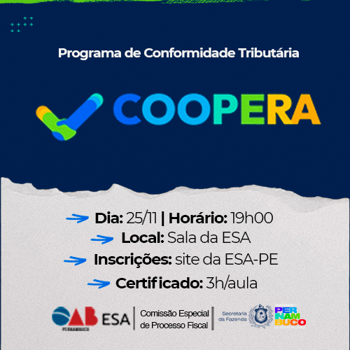 Dia: 25/11 - COOPERA (Programa de Conformidade Tributária)