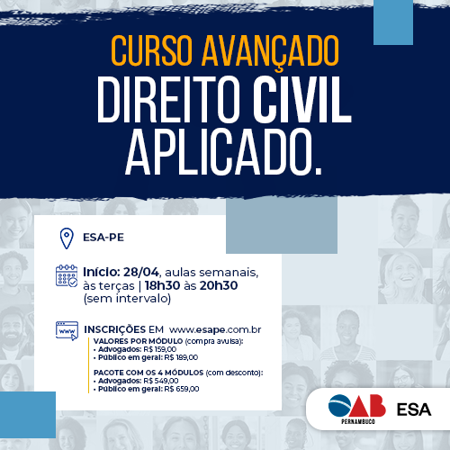 Início: 28/04 - Curso Avançado de Direito Civil Aplicado (CURSO COMPLETO)