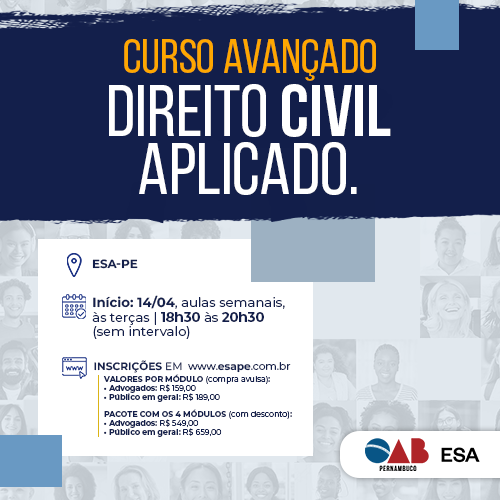 Início: 14/04 - Curso Avançado de Direito Civil Aplicado (CURSO COMPLETO)
