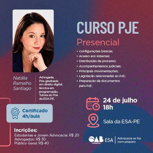 Dia: 24/07 – Curso PJE